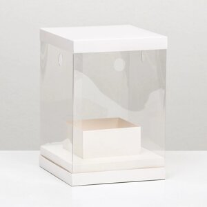 Коробка для цветов с вазой и PVC окнами складная, 16 х 23 х 16 см белый