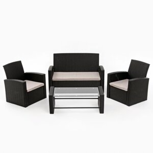 Комплект мебели "Кипр": диван, 2 кресла и стол, цвет мокко
