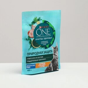 Сухой корм Purinа one для взрослых кошек, природа здоровья, курица 680 г