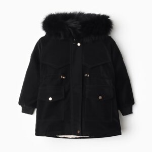 Куртка зимняя для девочек, цвет чёрный, рост 152-158 см