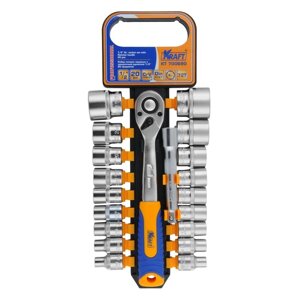 Набор торцевых головок KRAFT KT700690, с трещоткой, 1/2", 8-32 мм, 20 предметов