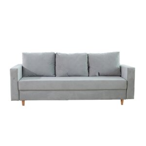 Прямой диван "Ванкувер", механизм еврокнижка, велюр, цвет серый