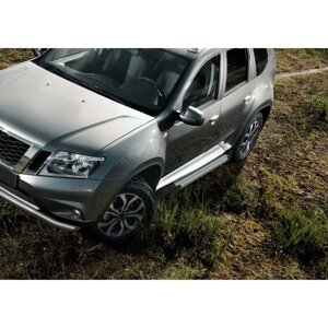 Пороги на автомобиль "Silver" Rival для Nissan Terrano III 2014-2017 2017-н. в., Renault Arkana