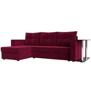 Угловой диван "Атланта лайт", левый угол, механизм еврокнижка, микровельвет, бордовый