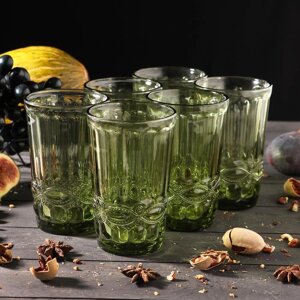 Набор стаканов "Ла-Манш", 350 мл, 8х8х12,5 см, 6 шт, цвет зелёный