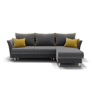 Угловой диван "Барселона 3", пантограф, угол правый, велюр, цвет селфи 07 / подушки 08