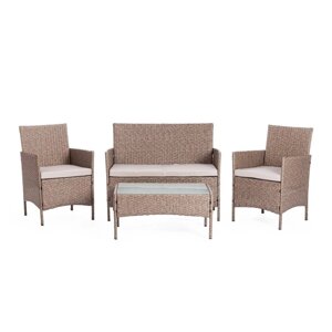 Комплект садовой мебели: диван + 2 кресла + столик + подушки, 210013 А