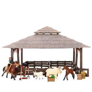 Набор фигурок: 18 фигурок домашних животных (лошади, козы), персонажей и инвентаря