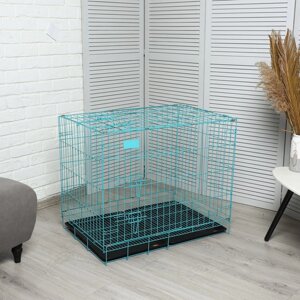 Клетка с люком для собак и кошек, 85 х 60 х 70 см, синяя