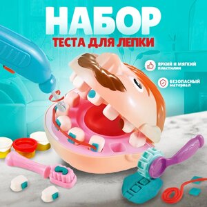 Набор теста для лепки "Стоматолог", 5 баночек по 60 г