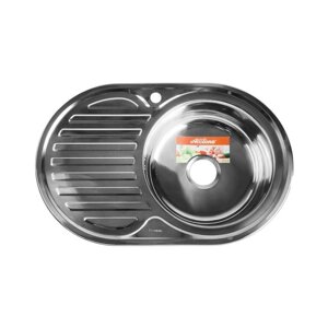 Мойка кухонная Accoona AB5077-R, врезная, правая, толщина 0.6 мм, 770х500х165 мм, глянец