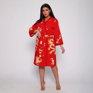 Комплект женский (халат/сорочка), цвет красный, размер 50