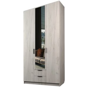 Шкаф 3-х дверный "Экон", 12005202300 мм, 2 ящика, 1 зеркало, цвет дуб крафт белый