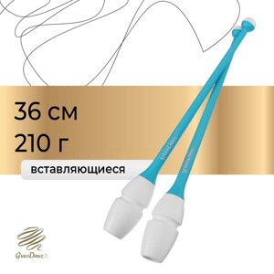 Булавы гимнастические вставляющиеся Grace Dance, 36 см, цвет белый/голубой