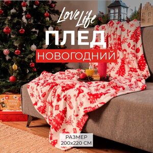 Плед LoveLife "Новогодний лес" 200х220 см,100% п/э, велсофт 280 гр/м2