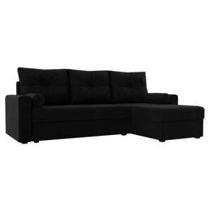Угловой диван "Верона Лайт", еврокнижка, правый угол, микровельвет, цвет чёрный