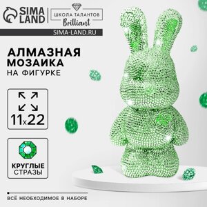 Алмазная мозаика на фигурке "Зайка", зеленый