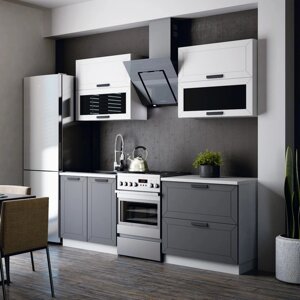 Кухонный гарнитур 1600 Монако МДФ, Софт белый/Софт графит