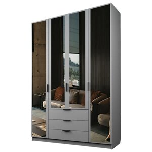 Шкаф 4-х дверный "Экон", 16005202300 мм, 3 ящика, 4 зеркала, цвет серый шагрень