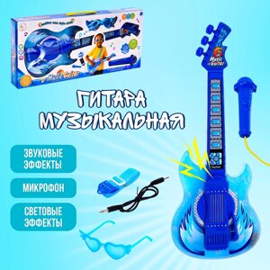 Игрушка музыкальная гитара "Играй и пой", с микрофоном, звуковые эффекты, цвет синий