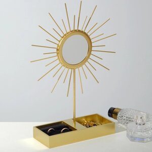 Подставка для украшений "Солнце" 18*8*31, зеркало, цвет чёрный в золоте