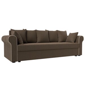 Прямой диван "Рейн", механизм еврокнижка, рогожка, цвет коричневый / кант бежевый