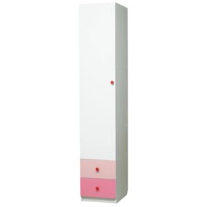 Шкаф с ящиками "Радуга", 400 490 2100 мм, цвет белый/ярко-розовый/светло-розовый