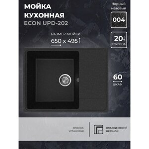 Кухонная мойка Uperwood ECON UPD-202, овальная, цвет 004 черная матовая