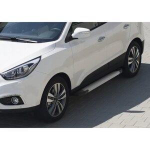 Пороги на автомобиль "Silver" Rival для Hyundai ix35 2010-2015, Kia Sportage III 2010-2016, 173 см, 2 шт.,