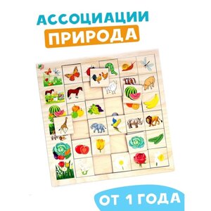 Развивающая игра "Ассоциации природа" из дерева