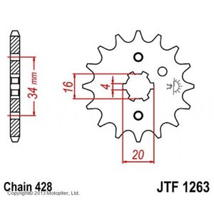 Звезда передняя, ведущая, JTF1263 для мотоцикла, стальная