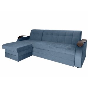 Угловой диван "Лео", механизм венеция, левый угол, велюр, цвет синий