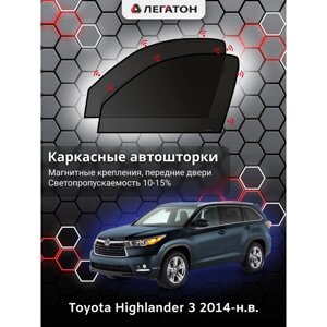 Каркасные автошторки Toyota Highlander, 2014-н. в., передние (магнит), Leg3562