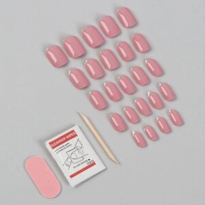 Накладные ногти на клеевой основе однотонные, глянцевые, цвет светло-розовый
