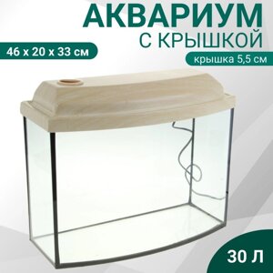 Аквариум телевизор с крышкой, 30 литров, 46 х 20 х 33/38,5 см, беленый дуб