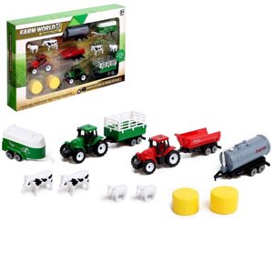 Игровой набор "Ферма", 2 трактора и животные