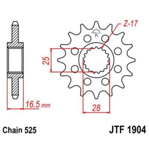 Звезда передняя, ведущая, стальная JTF1904