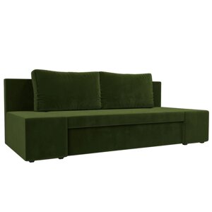 Прямой диван "Сан Ремо", еврокнижка, микровельвет, цвет зелёный
