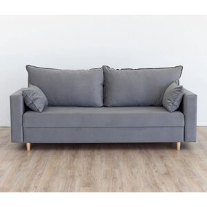 Прямой диван "Венеция", механизм еврокнижка, велюр, цвет серый