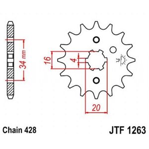 Звезда передняя, ведущая, JTF1263 для мотоцикла, стальная