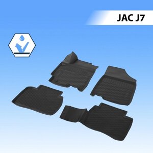 Коврики салона Rival для JAC J7 2020-н. в., полиуретан, с крепежом, 4 части