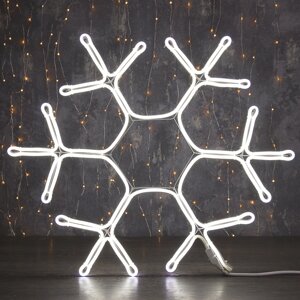 Фигура из неона "Снежинка", 60 см, 5 метра, 600 LED, 220V, БЕЛЫЙ