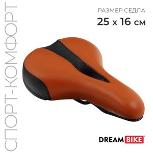 Седло Dream Bike спорт-комфорт, цвет коричневый/черный