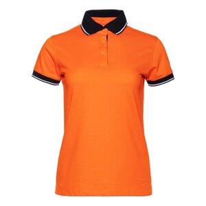 Рубашка поло женская, размер XL, цвет оранжевый, чёрный