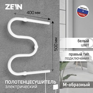 Полотенцесушитель электрический ZEIN, PE-02, М-образный, 500х400 мм, белый