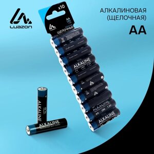 Батарейка алкалиновая LuazON, AA, LR6, блистер, 10 шт