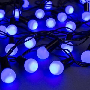 Гирлянда "Нить" 20 м с насадками "Шарики 1.5 см", IP44, тёмная нить, 200 LED, свечение синее, 8