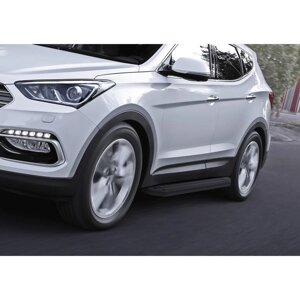 Пороги на автомобиль "Premium-Black" Rival для Hyundai Santa Fe III 2012-2018, Santa Fe Premium 2015-2016, 180