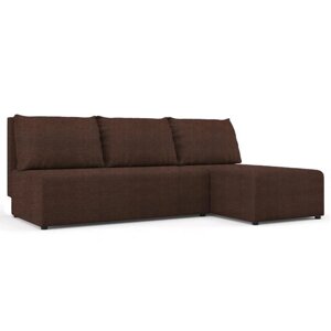 Угловой диван "Алиса", еврокнижка, бельевой ящик, ткань велюр, цвет shaggy chocolate