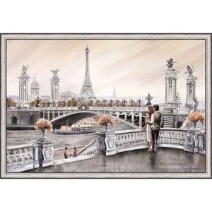 Репродукция картины "Парижский вечер", 60х90 см, рама 45-700